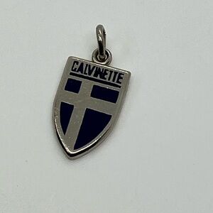 Vtg Calvinette Sheild Emblum Enamel & 24k Gold Plated Charm